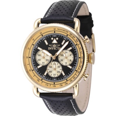 Invicta 47366 Men's Speedway Black Dial Yellow Gold Case Watch