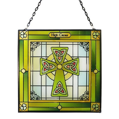 Slickblue Irish Stained Glass Panel – 6.3" Square Hanging Decor with 7 Traditional Celtic & Heritage Designs