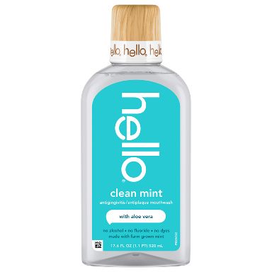hello Alcohol Free Mouthwash with Aloe Vera  - Flouride Free Mouthwash -  Clean Mint  - 17.6 floz