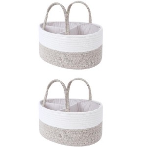 REGALWOVEN Handcrafted Odorless Cotton Rope Storage Basket with Handles and Divider 2 Pcs - 1 of 4