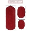 Double Ruffle Bathroom Rugs Set, Washable Rug, Extra Soft and Absorbent bath Rug, Kitchen Mat, Bath Mat Set,Non-Slip, 3 Pcs Set with Runner, Red - 3 of 4