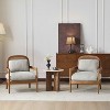 MAYEERTY Set of 2 26.6" Mid-Century Chair, Rattan Backrest Walnut Frame, Living Room Reading Nook, Greyish-Green - 2 of 4