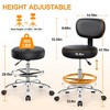 KERDOM Drafting Chair with Backrest  Adjustable Foot Rest Rolling Stool with Wheels, Sliver - 2 of 4