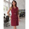 Allegra K Women's Sleeveless V Neck Notched Lapel Double Breasted Belted Work Office Dress - 3 of 4