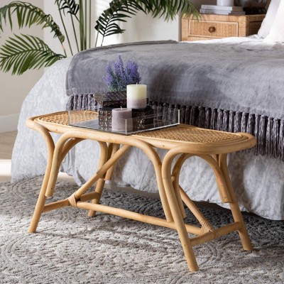 Baxton Studio Septa Rattan Accent Bench Natural Brown Indoor Furniture   GUEST 76888817 C688 487d B1ee F16e70fe4631