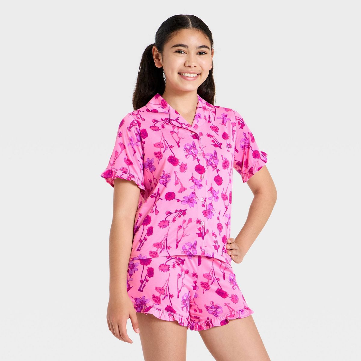Girls' 2pc Button-Down Pajama Set - art class™ - thumbnail 7