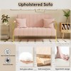 59-Inch Teddy Fleece Loveseat Sofa, Modern Soft Fabric Comfy Sofa With 4 Metal Legs, Comfortable Armrest - 3 of 4