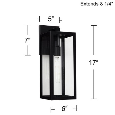 Mystic Black Rectangular Frame Outdoor Wall Light Set with Clear Glass