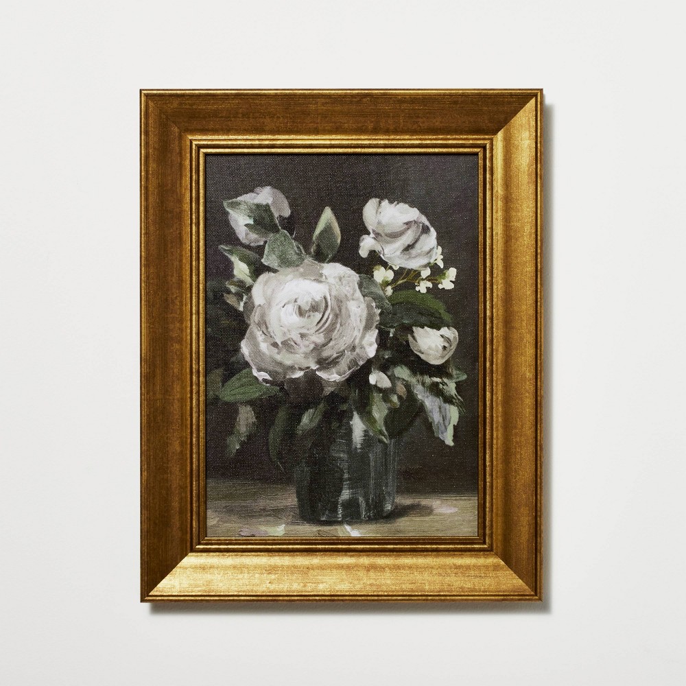 Photos - Other Decoration 11" x 14" Vintage Floral Framed Wall Canvas - Threshold™ designed with Stu