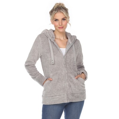Women's Hooded High Pile Fleece Jacket - White Mark