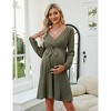 Womens Maternity Dress V Neck Long Sleeve Dress Puff Sleeve Dress - 3 of 4