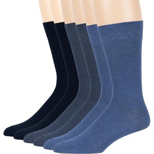 Men Dress Solid Socks Cotton - 6 Pack - Casual, Crew, Lightweight, Business - Shoe 9-12 L, 12-15 XL - Black, Brown, Beige| 7BIGSTARS KINGDOM - 1 of 4