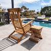 Nordic Teak Oiled Outdoor Sun Lounger Seat with Foot Rest - 2 of 4