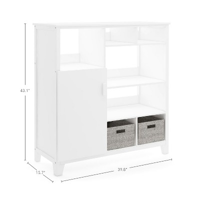 Creamy White Kids' Cubby Storage Organizer with Fabric Bins