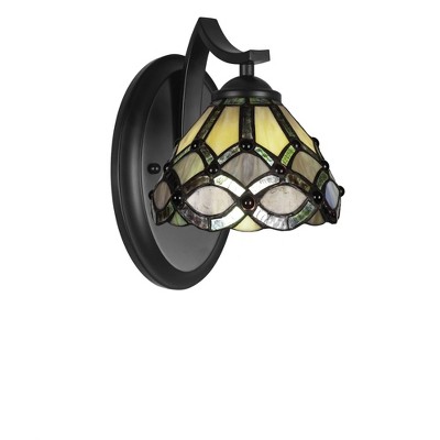 Toltec Lighting Zilo 1 - Light Sconce in  Matte Black with 7" Grand Merlot Art Glass Shade