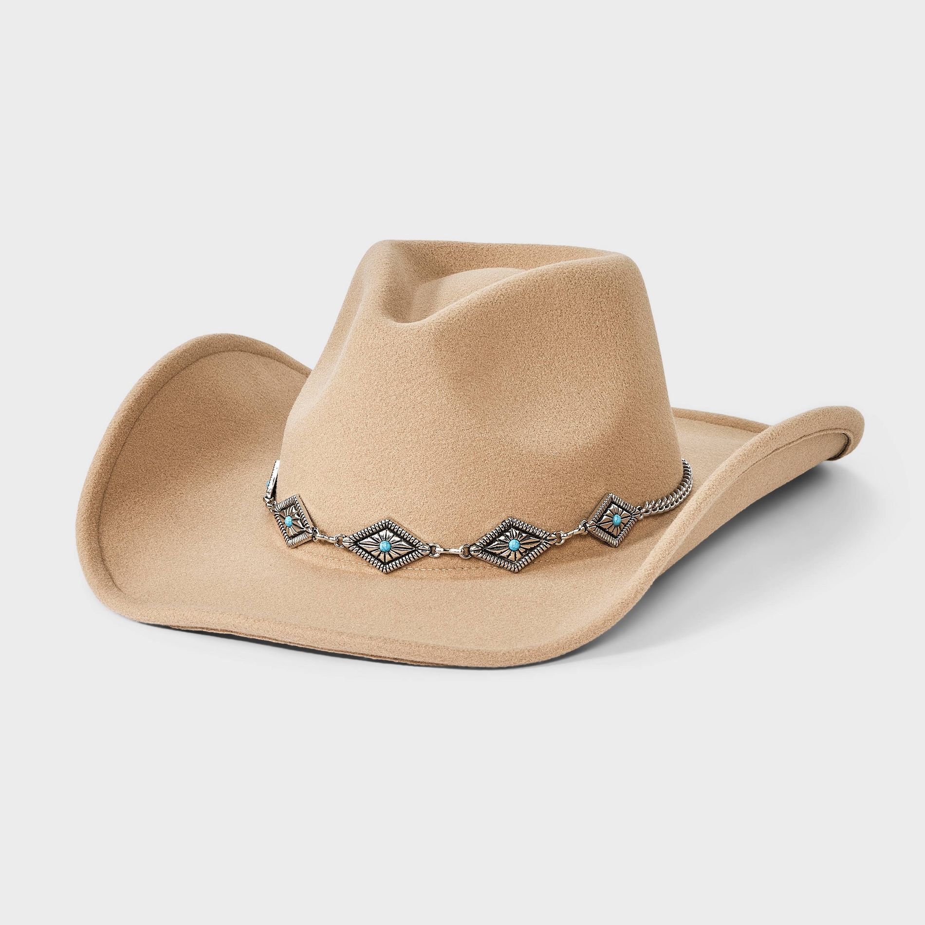 Triangle Crown Western Hat - Universal Thread™ Taupe One Size Fits Most