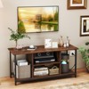 Tangkula TV Stand for TVs up to 50 Inches 3-Tier Industrial Entertainment Center with 2 Open Compartments & Adjustable Shelf with Power Outlet Brown - 2 of 4