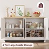Buffet Cabinet,Rattan Accent Storage Cabinet with 4 Doors and Shelf, Sideboard Buffet Cabinet with Storage - 4 of 4