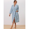 cheibear Women's Fuzzy Fluffy Robe Plush Bathrobe Fleece Winter Warm Thick Self Tie Long Bathrobe for After Shower Spa Bath - 2 of 4