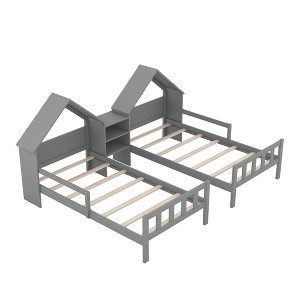 YOOCOZZ Twin Size Platform Bed with House-Shaped Headboard and Built-In Nightstand - 1 of 4