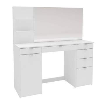 Amelia Vanity Table with Mirror White - Polifurniture