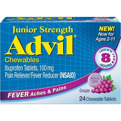 Advil Junior Ibuprofen 100mg Chewable Tablets Grape, 24 Count