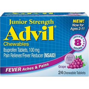 Advil Junior Ibuprofen 100mg Chewable Tablets Grape, 24 Count - 1 of 4