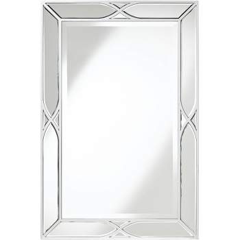 Noble Park Tryon Rectangular Vanity Decorative Wall Mirror Modern Beveled Silver Mirrored Frame 25" Wide Bathroom for Bedroom Living Room House Office