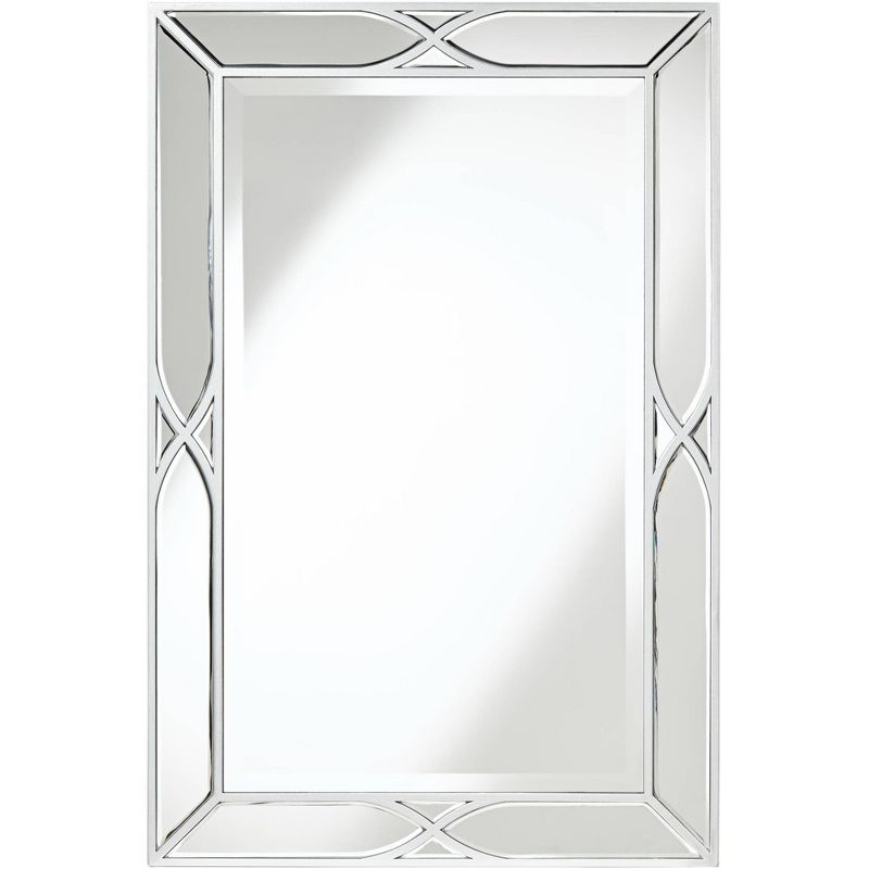 Noble Park Tryon Rectangular Vanity Decorative Wall Mirror Modern Beveled Silver Mirrored Frame 25" Wide Bathroom for Bedroom Living Room House Office, 1 of 8