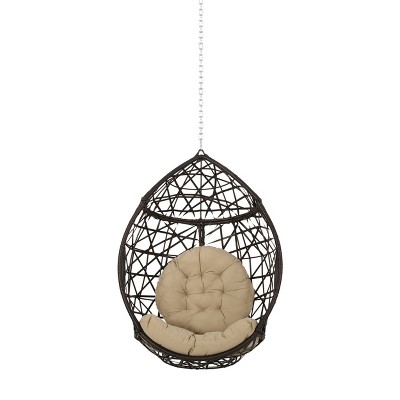 Los Alamitos Indoor/Outdoor Wicker Hanging Chair with 8' Chain - Brown/Tan - Christopher Knight Home
