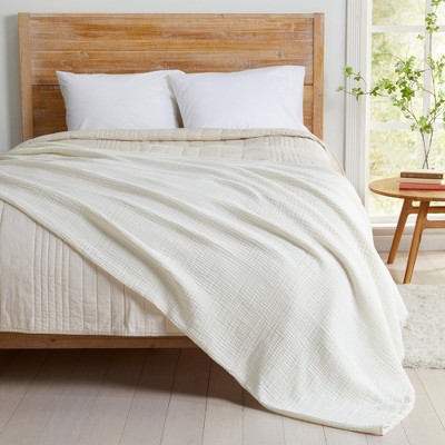 King Size Off-White Cotton Muslin Reversible Blanket