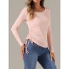 Allegra K Women's Drawstring Ruched Round Neck Long Sleeve Irregular Hem Basic T-shirt - 2 of 4