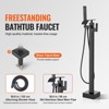 VEVOR Freestanding Bathtub Faucet, Floor Mount, Freestanding Tub Filler, Shower Mixer Taps, Two Water Modes, 360° Swivel Spout, Black - 3 of 4