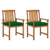 vidaXL Patio Chairs Outdoor Patio Dining Chair with Cushions Solid Wood Acacia - Green 2 pcs - 2 of 4