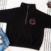 S.W.Smiley Embroidered Smiley Face Outline - Women's Quarter Zip Fleece Graphic Sweatshirt - 3 of 4