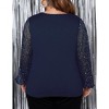 Plus Size Women's Round Neck Blouse Long Sleeve Shirt Cross Hem Casual Top - 3 of 4