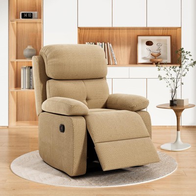 Kumasinova Modern Small Recliner Sofa,Compact Adjustable Reclining Chair with 3 Modes,330lb Capacity Camel Color Sofa for Small Living Room