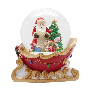 Season's Designs 6.55" Santa on Sleigh with Christmas Tree Musical Water Globe Polyresin, Multicolored, Indoor Use for Mantel and Tabletop - 1 of 1