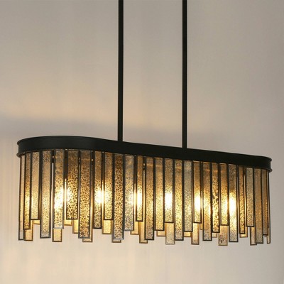 Matte Black and Mercury Glass 6-Light Linear Chandelier