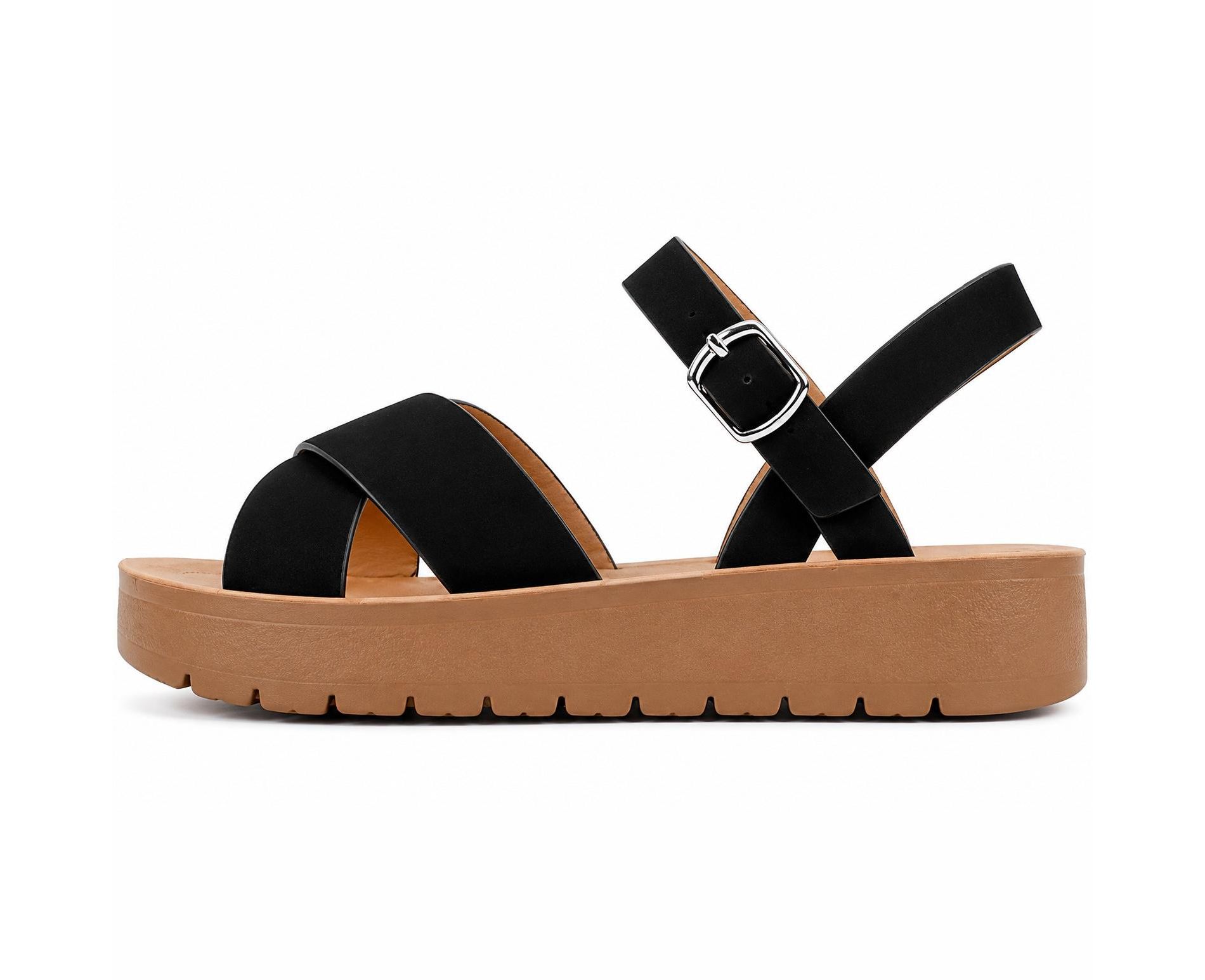 Soda Women's Chester Criss Cross Flatform Sandals