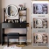 Kumasinova 17" Round LED Mirror Makeup Vanity Desk with Lights,Dressing Table with Power Outlets&Stool,Adjustable Lighting Vanity Table with 2 Drawers - 3 of 4