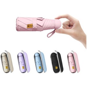 Clotth Travel Mini Umbrella for Purse With Case Small Compact UV Sun Protection Sun Lightweight Tiny Pocket Umbrella for Women Kids and Men - 1 of 4