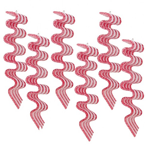 Northlight 6ct Red And White Striped Ribbon Candy Christmas Ornaments 5 ...