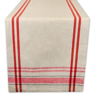 Design Imports  French Stripe Table Runner, Taupe/Red, 14X72" - 1 of 4