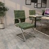LeisureMod Benmar Office Chair Upholstered in Leather with Stainless Steel Sled Base - 3 of 4