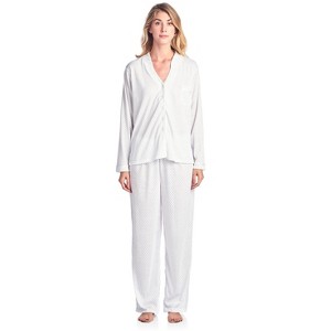 Casual Nights Women's Long Sleeve Floral Lace Trim Pajama Set - 1 of 4