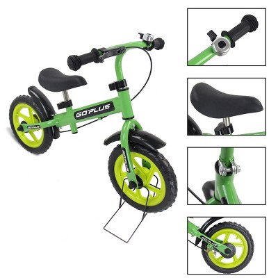 Costway 12'' Green Kids Balance Bike Children Boys & Girls with Brakes and Bell Exercise