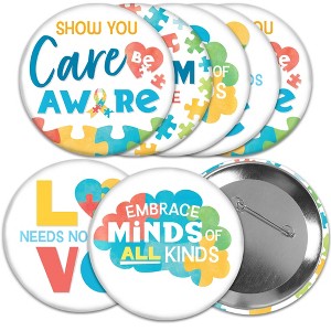 Big Dot of Happiness Autism Acceptance Buttons - Awareness Badge - 3-inch Pinback Buttons - Set of 8 - 1 of 4