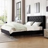 California King Wooden Bed Frame with Headboard Wingback Tufted Platform Bed No Boxspring Needed -Morden Fort - 2 of 4