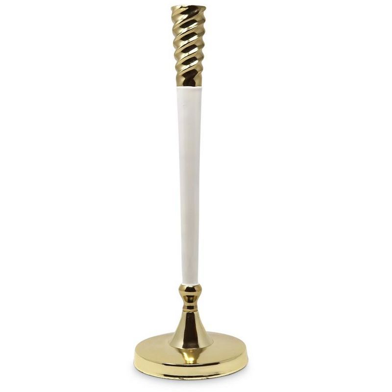 Classic Touch White and Gold Taper Candle Holder, 2 of 5